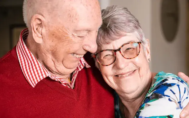 A happy couple at a nursing care home