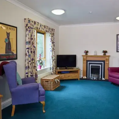 TV room at Bluebell Park care home 