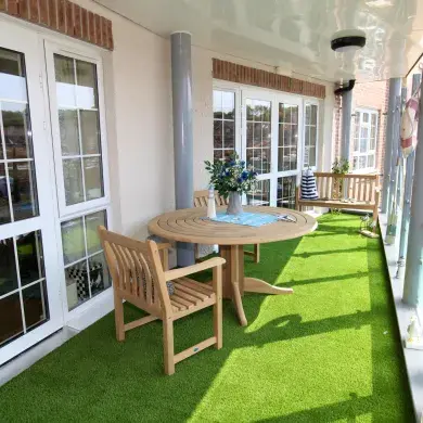 Outdoor seating at Beaufort Grange care home 