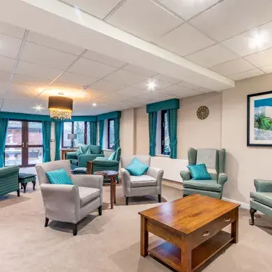 Seating area at Llys-Y-Tywysog Care Home 