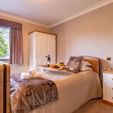 Bedroom at Longueville Court care home 