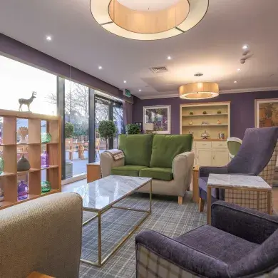 Seating area at Queens Manor care home