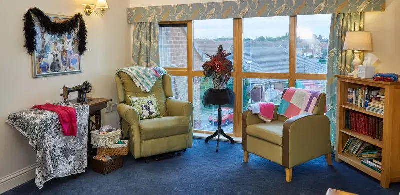 Seating area at Bluebell Park care home 