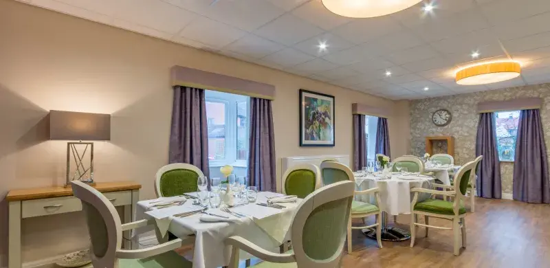 Dining room at Meadowbeck care home 