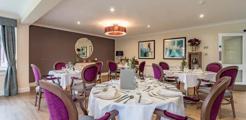 Dining room at Werrington Lodge care home 
