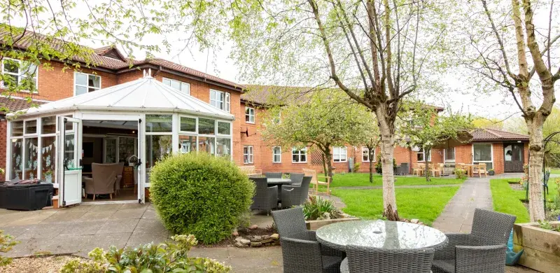 Back garden at Westvale House care home 