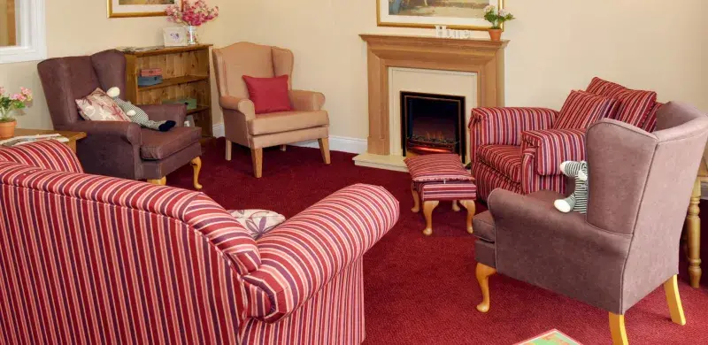 Social area at Harper Fields care home 