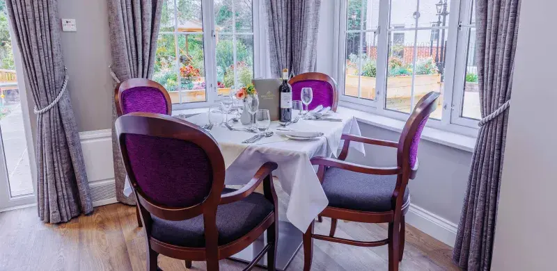 Dining at Flowerdown Care Home in Winchester