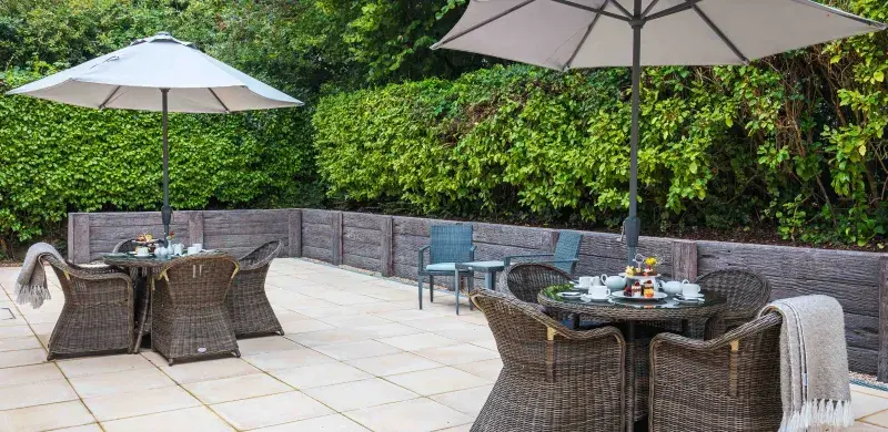 Patio at Hyacinth House in Wimborne