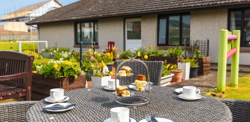OUtside Dining at Seaview House Care Home in Wick