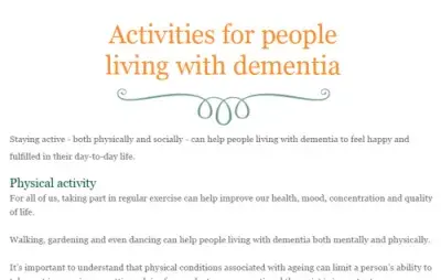 Activities for people living with dementia